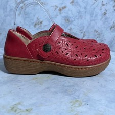 Alegria 38 Womens Size 8 Shoes Red Brown Leather Comfort Floral Mary Jane Loafer picture