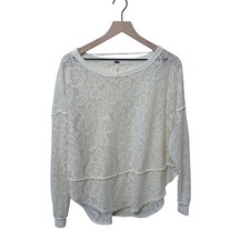 Free People Not Good in This Lace Oversized Sheer Floral Lace Top Ivory Small picture