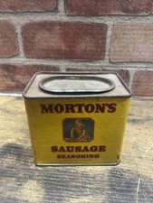 Vintage Morton's Sausage Seasoning Tin Chicago IL Advertising As Seen Empty Tin picture