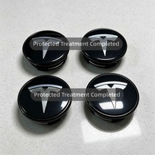 4PCS 56mm/2.2in White/Black Wheel Center Caps for Tesla Model 3/S/X/Y picture