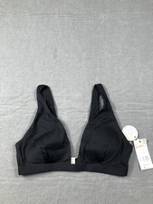 Boden Bikini Top Swimsuit Womens 8 Black Triangle Wide Strap Lined Stretch NWT picture