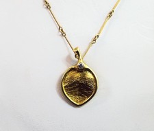 Estate 14k Gold LEAF Design Necklace Vintage 1960's ORIGINAL Chain picture