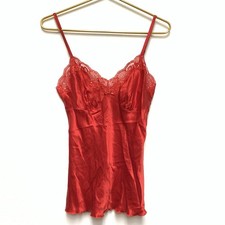 Vintage Y2K J Lo Silk Lace Rhinestone Cami Babydoll Lingerie Top Size XS Red picture