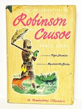 ROBINSON CRUSOE Daniel Defoe 1946 FIRST PRINTING Ship wreck SURVIVAL Sea Voyage picture