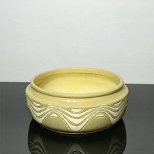 Rare Weller Camelot Art Pottery Bowl Yellow Green Ivory Glaze Antique AS IS picture