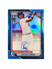 2024 Bowman Chrome 1st Bowman Fernando Cruz TRUE BLUE Refractor Auto /150  picture