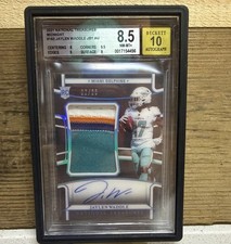 2021 National Treasures Jaylen Waddle Midnight #163 4 Color Patch BGS 8.5 Auto10 picture