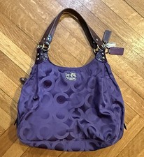 Authentic Coach Madison Op Art Maggie Hobo Shoulder Bag Purple 14420 Unique picture