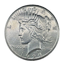 1924-S Peace Silver Dollar Choice AU ++ / UNC $1 US Coin # 527 picture