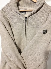 Schott Bros Mens XL Gray Sherpa Lined Full Zip Knit Sweater Jacket picture