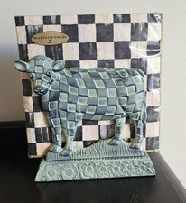 Mackenzie Childs Cow Napkin Holder & Napkins Metal Verdigris Finish Hard To Find picture