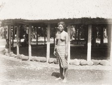 Samoan Woman Native Hut Village Life Apia Western Samoa Vtg. Photo 19thC. picture