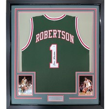 Framed Signed Oscar Robertson 35x39 Milwaukee Green Jersey PSA COA picture