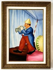 Fernando Botero Oil On Canva Signed Style Of Art Painting (1932 / 2023) Framed picture
