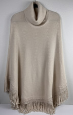 Nordstrom 100% Cashmere Poncho Soft Cream Quiet Luxury Minimalist Elegant Layer picture