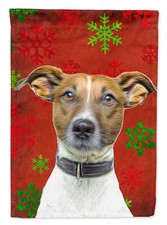 Caroline's Treasures KJ1183CHF Red Snowflakes Jack Russell Terrier House Flag picture