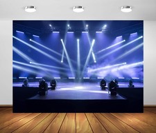 BELECO 7x5ft Fabric Music Concert Stage Backdrop Music Night Blue Stage Spotligh picture