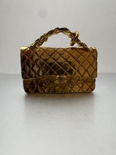 Vintage Authentic 1990s Chanel Gold-plated Micro Classic Flap Bag Charm/Pendant picture