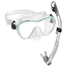 Scuba Snorkeling Freediving Silicone Frameless Mask + Dry Snorkel Set +Carry Bag picture