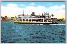 c1940s San Diego Coronado Ferry California Linen Postcard picture
