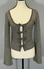 Ganni Metallic Ribbed-Knit Women's Size XS Cardigan NWT picture