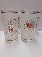 Vintage Anchor Hocking Butterfly and Rose Tumblers Set of 4  2x 5