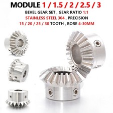 Bevel Gear Set Mod 1/1.5/2/2.5/3 Stainless Steel 1:1 Pairing 15/20/25/30 Tooth picture