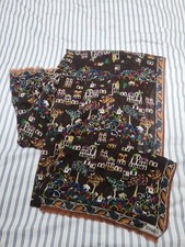 Drake's Silk Wool Antique Villages Scarf Brown  picture