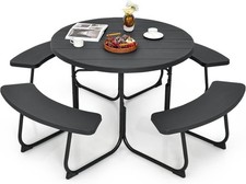 Round Picnic Table for Outdoors, 8 Person Outdoor Picnic Tables & Benches Set wi picture