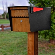 New Mail Boss Mail Manager Curbside Wood Grain Locking Security Mailbox picture