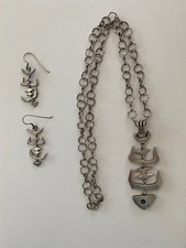 Salvador Teran Sterling Fish Skeleton Both Neclace and Earrings picture