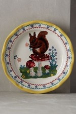 Anthropologie NATHALIE LETE Dinner Plate SQUIRREL MUSHROOMS Flowers 10