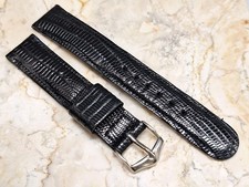 JB Champion Hand Finished Alligator Lizard Leather Black Watch Band Strap 11/16