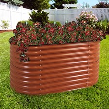 62.5 in Oval, Metal Raised Garden Bed For Outdoor, Brown by Sunnydaze picture