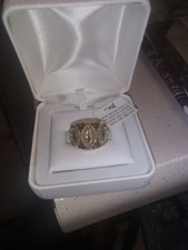 Striking jtv 3/4 ct Green/White Diamond 14K Y Gold over Silver marquis Ring NWT picture