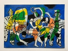 Fernand Leger painting on old paper (Handmade) signed and stamped - mixed media picture