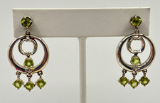 Vintage Michelle Albala Sterling Peridot Silver Dangle Drop Earrings Green Stone picture