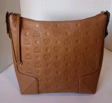 Authentic MCM Medium Klara Pecan Monogram Embossed Leather Hobo Bag W/ Dust Bag picture