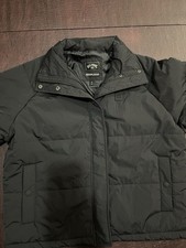 Billabong Men's M Hooded Puffer Jacket Black Stand-Up Collar Pockets Zipper picture