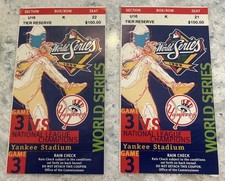 Pair (2) 1999 World Series Game 3 Tickets Yankee Stadium Rivera Win, Tino HR picture