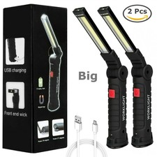 2PCS Magnetic Rechargeable COB LED RED Work Light Lamp Flashlight Folding Torch picture