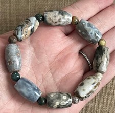 8th 6th 4th Vein Ocean Jasper Bracelet with Big beads picture