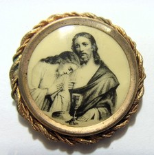 1890s antique 38 mm catholic first holy communion Jesus religious icon 55220 picture