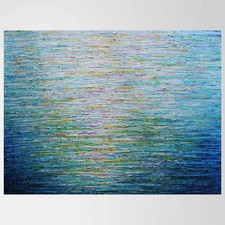 Water Reflections Painting 48x36 Original Coastal Abstract Art picture