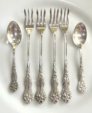 RARE 1909 Lilyta Stratford Silver Co. Lot~4 Cocktail Forks~2 Demitasse Spoons picture