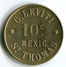 Danish West Indies, St. Thomas - 1880's G. Leviti 10c Token picture