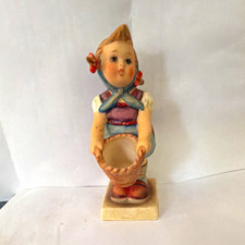 Hummel Little Helper Girl Porcelain Figurine Hand Painted Matte, 1950s picture