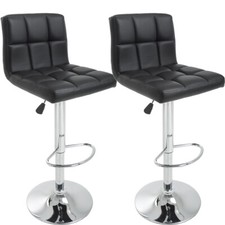 Set of 2 PU Leather Adjustable Bar Stool Counter Height Chair with Backrest picture