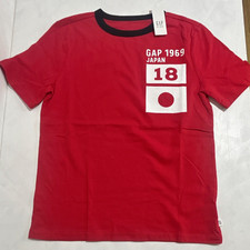GAP Kids Boys NWT Red Graphic Print Japan GAP 1969 Logo Crewneck T-Shirt M 8-9Y picture