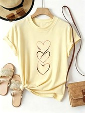 Women's T‑Shirt Elegant Rose‑Gold Heart Simple Versatile Daily Wear Top picture